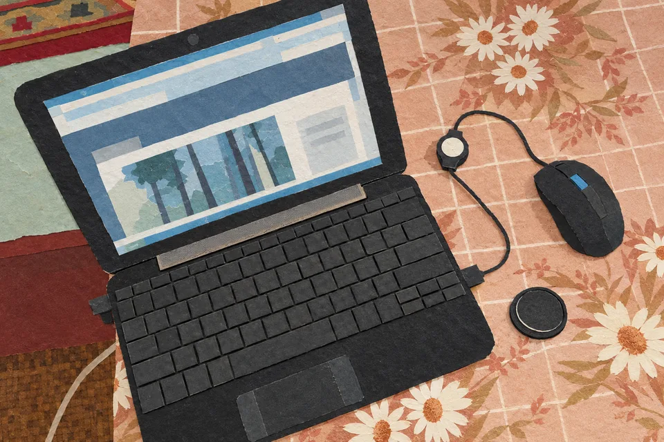 Notebook a zápisník na stole.