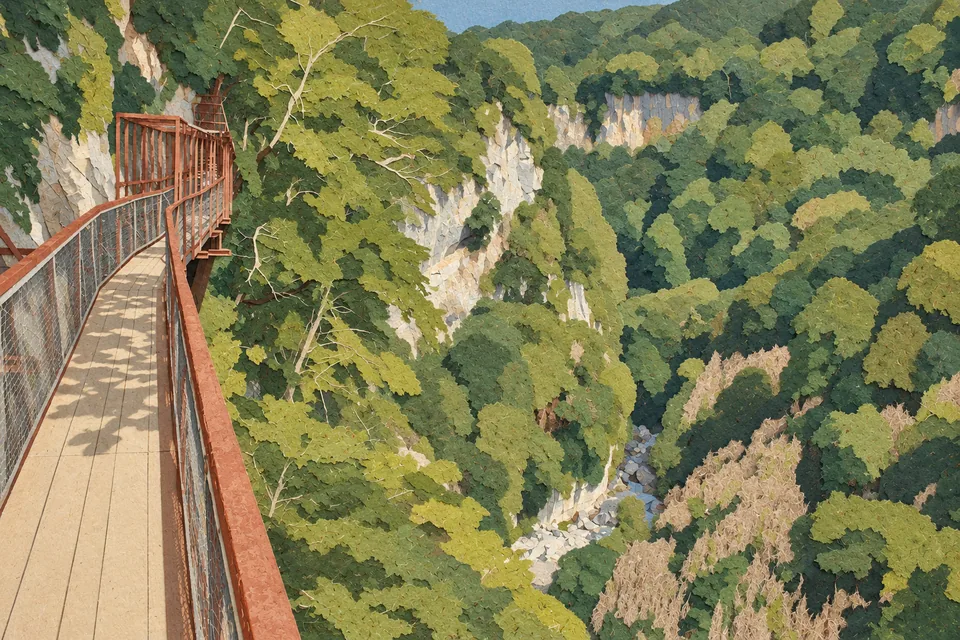 Visutá stezka nad kaňonem Okace.